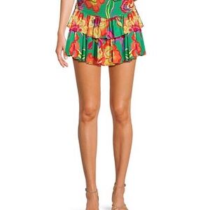 Gianni Bini GB Women's XL Skort Ruffle Skirt Shorts Stretch Floral Multi Color